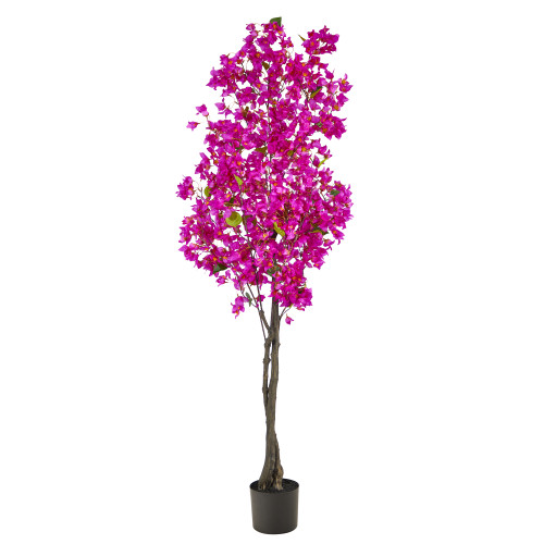 6' Purple Artificial Bougainvillea Tree in Black Pot - IMAGE 1