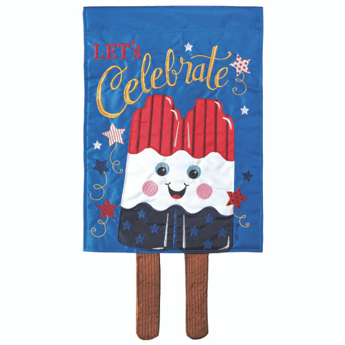 Double Ice Pop "Let's Celebrate" Americana Outdoor Garden Flag - 24" x 13" - IMAGE 1