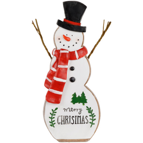 Wooden Snowman "Merry Christmas" Decoration - 8.5" - IMAGE 1