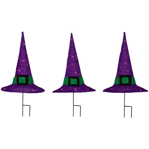 LED Lighted Witches Hat Outdoor Halloween Pathway Markers - 14" - White Lights - IMAGE 1