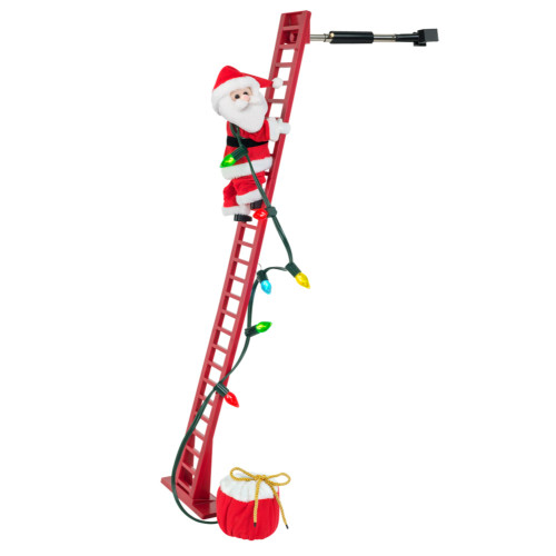 40" Animated and Musical Climbing Santa with Light Strand Decoration - IMAGE 1