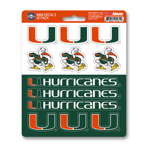 12ct NCAA University of Miami Hurricanes Automotive Mini Decal Stickers 6.25” - IMAGE 1