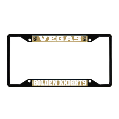 NHL Vegas Golden Knights Automotive Metal License Plate Frame - 12.25” - Black and Gold - IMAGE 1