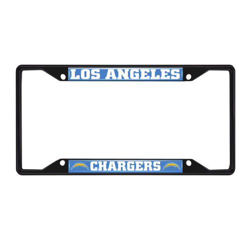 NFL Los Angeles Chargers Automotive Metal License Plate Frame - 12.25” - Black and Blue - IMAGE 1
