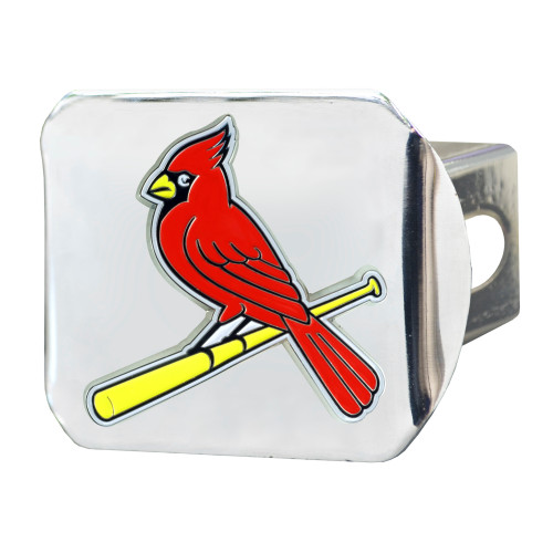 MLB St Louis Cardinals Automobile Hitch Cover - 4" - Chrome and Red - IMAGE 1