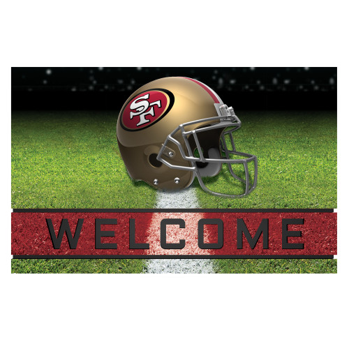 18" x 30" Green and Red Contemporary NFL 49ers Outdoor Door Mat - IMAGE 1