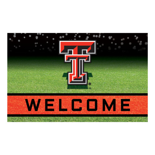 18" x 30" Green and Black Contemporary NCAA Red Raiders Outdoor Door Mat - IMAGE 1