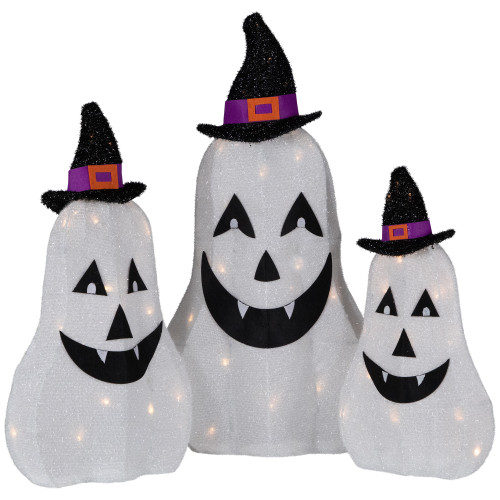 LED Jack O' Lantern Ghosts Outdoor Halloween Decorations - 23.5" - Set of 3 - IMAGE 1