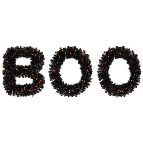 Lighted Letter "Boo" Outdoor Halloween Sign - 18" - Orange Lights - IMAGE 1
