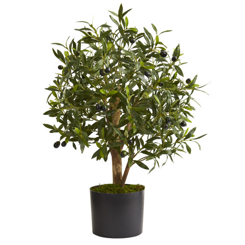 29" Artificial Olive Tree in Black Pot - IMAGE 1