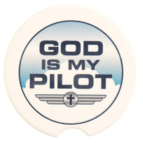 God is My Pilot Car Coasters - 2.5" - Set of 2 - IMAGE 1