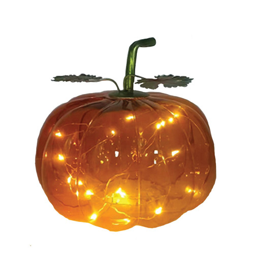 6" LED Lighted Transparent Pumpkin Halloween Decoration - IMAGE 1
