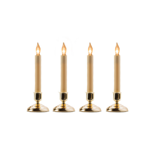 Single Light Window Candles - 9" - Beige and Brass Finish - Set of 4 - IMAGE 1
