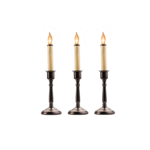 Lighted LED Window Candles - 12" - Beige and Bronze - Set of 3 - IMAGE 1