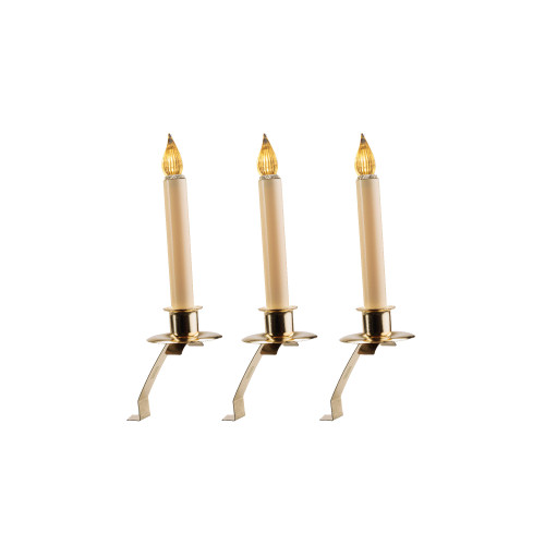 LED Lighted Cambridge Slant Bracket Window Candle - 12" - Brass-Finish - Set of 3 - IMAGE 1