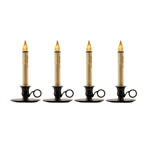 Lighted LED Window Candles with Sensor - 9" - Beige and Dark Brown - Set of 4 - IMAGE 1