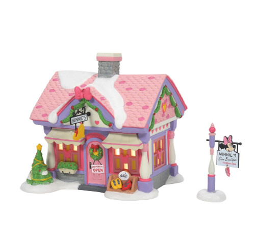 Set of 2 Department 56 Disney Christmas Lighted Minnie's Shoe Boutique #6010494 - IMAGE 1