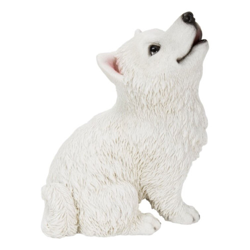 6.5" Howling American Eskimo Puppy Outdoor Garden Statue - IMAGE 1