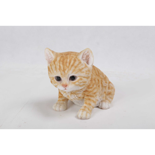 8" Sitting Tabby Kitten Outdoor Garden Statue - IMAGE 1