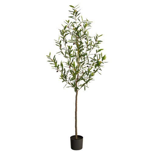 6' Artificial Olive Tree in Black Pot - IMAGE 1