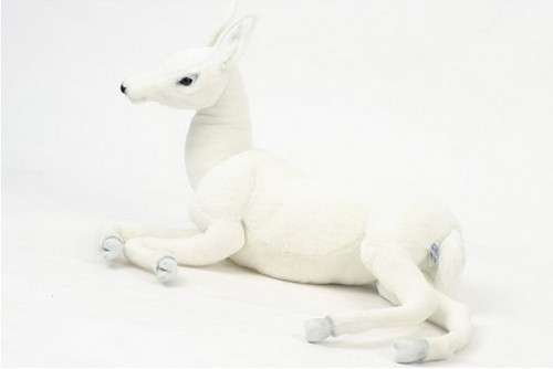 28.25" Life-Like Handcrafted Extra Soft Plush Reindeer Baby Laying Stuffed Animal - IMAGE 1