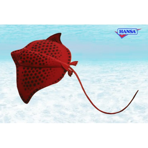 46" Red and Black Handcrafted Soft Plush Stingray - IMAGE 1