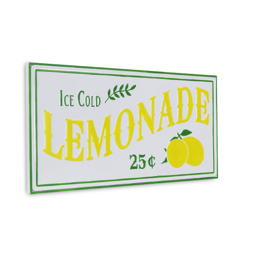 Rectangular Ice Cold Lemonade Metal Wall Sign - 32" - Yellow - IMAGE 1