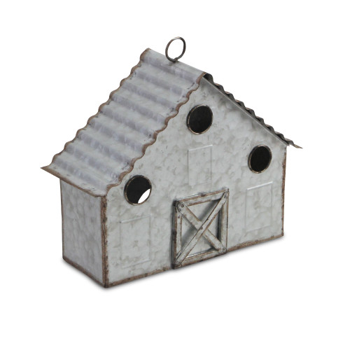 12.25" Brown and Gray Outdoor Birdhouse with Top Hanging Loop - IMAGE 1