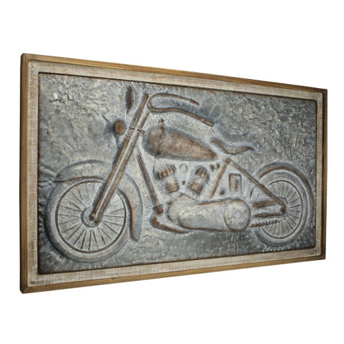 39.5" Gray and Brown Motorcycle Handcrafted Wall Decoration - IMAGE 1