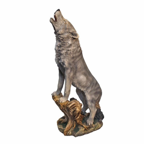 35" Howling Wolf Hand Painted Outdoor Garden Statue - IMAGE 1