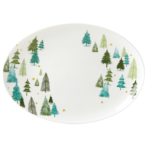 16" White and Green Christmas Balsam Lane Serving Platter - IMAGE 1