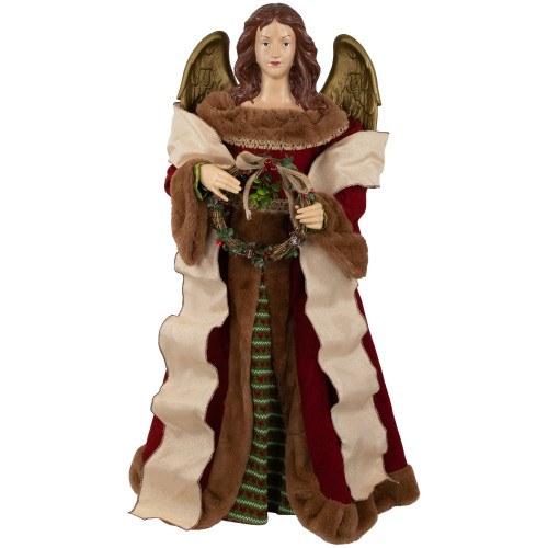 Angel with Wings Commercial Size Christmas Tree Topper - 3' - Brown and Red - Unlit - IMAGE 1