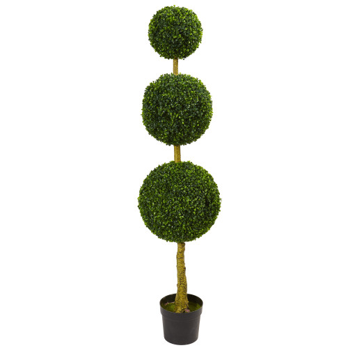 5.5' Triple Ball UV Resistant Artificial Outdoor Boxwood Topiary Tree - IMAGE 1