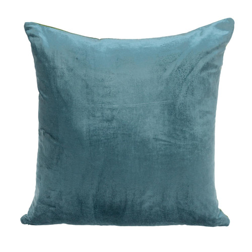 20" Blue and Green Cotton Transitional  Reversible Throw Pillow - IMAGE 1