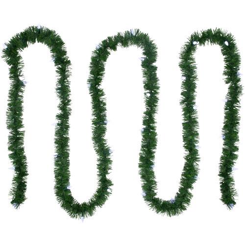 18' x 3" Pre-Lit Pine Artificial Christmas Garland, Pure White LED Faceted Lights - IMAGE 1