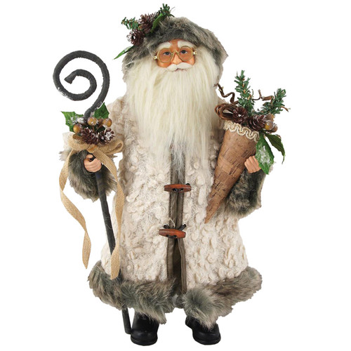 16" Standing Gathering Woodsman Santa Christmas Figure - IMAGE 1