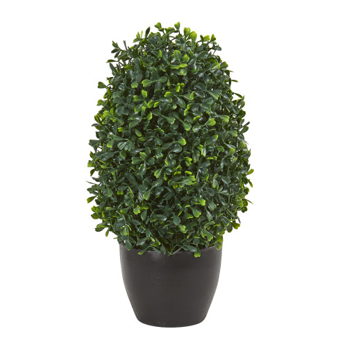 13" Boxwood Topiary Artificial Plant with Black Pot - IMAGE 1