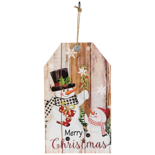 19.5" Snowmen Merry Christmas Tag Wall Sign - IMAGE 1
