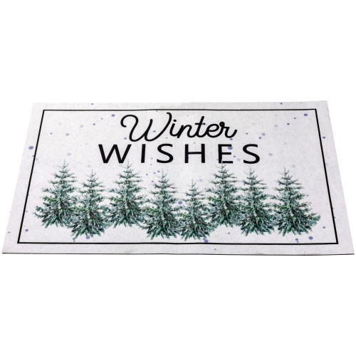 Pine Trees "Winter Wishes" Christmas Doormat 29" x 17" - IMAGE 1