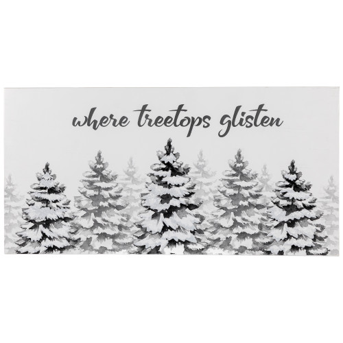 Flocked Christmas Tree "Where Treetops Glisten" Wall Art Decoration - 19.75" - IMAGE 1