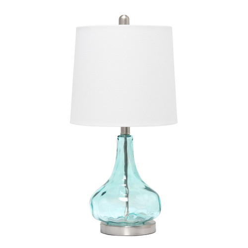 Rippled Glass Table Lamp with Shade - 23.25" - White and Blue - IMAGE 1
