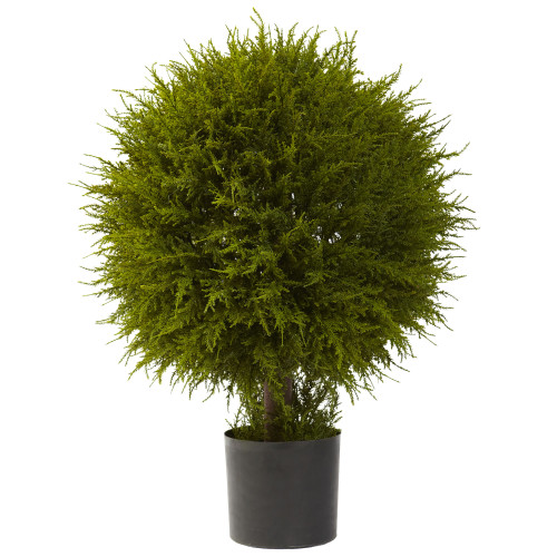 2.5' Artificial Cedar Ball Potted Topiary Plant - IMAGE 1