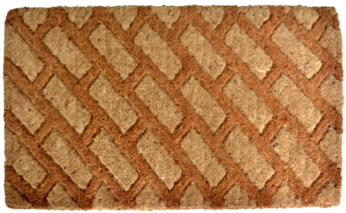 47" Brown Rectangular Diagonal Bricks Basic Coir Door Mat - IMAGE 1