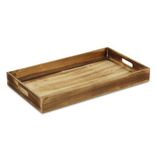 20" Brown Wooden Tray with Open Side Handles - IMAGE 1