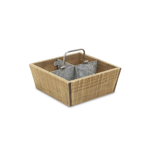 9.5" Brown and Gray Four Compartment Caddy with Divider - IMAGE 1