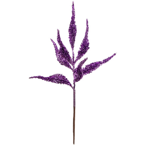 21" Purple Glittered Leaves Christmas Spray - IMAGE 1