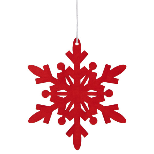 6-Point Hanging Wooden Snowflake Christmas Ornament - 7.75" - Red - IMAGE 1