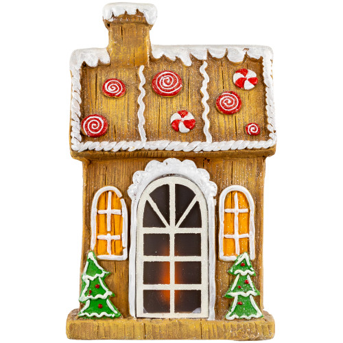 LED Lighted Peppermint Gingerbread House Christmas Decoration - 14" - IMAGE 1