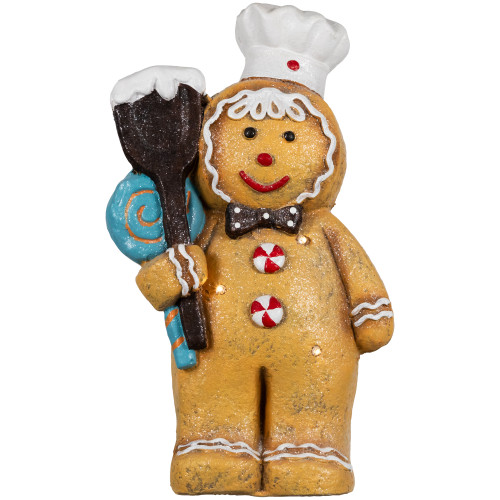 LED Lighted Glittered Gingerbread Snowman Chef Christmas Figure - 17.5" - IMAGE 1