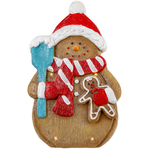 LED Lighted Gingerbread Snowman with Cookie Christmas Figure - 15.75" - IMAGE 1